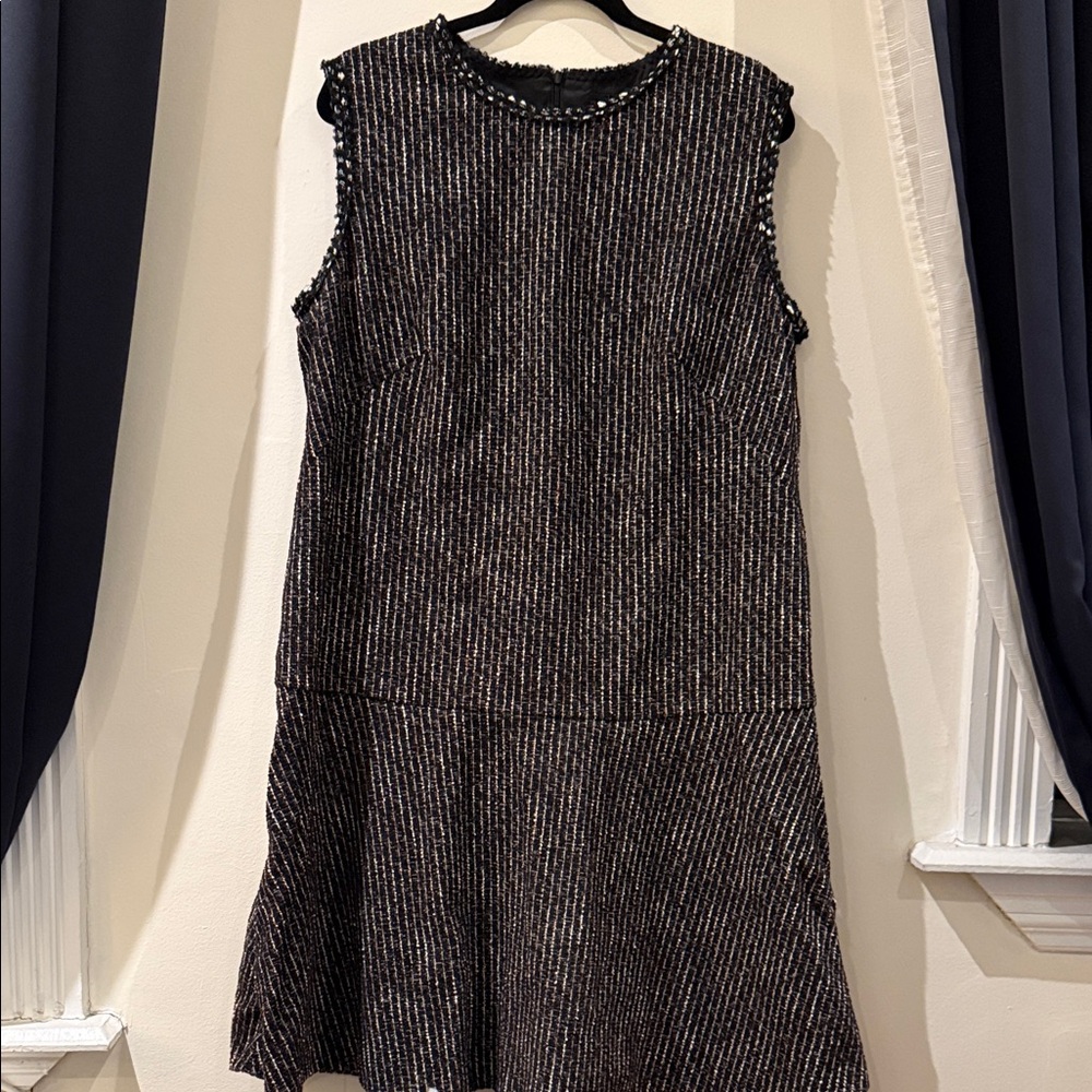 Boss Black and White Textured Mini Dress